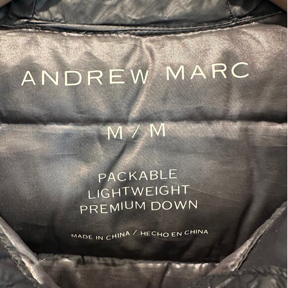 ANDREW MARC | M | Premium Down Black Lightweight Packable Hooded Puffer Jacket - Picture 3 of 7